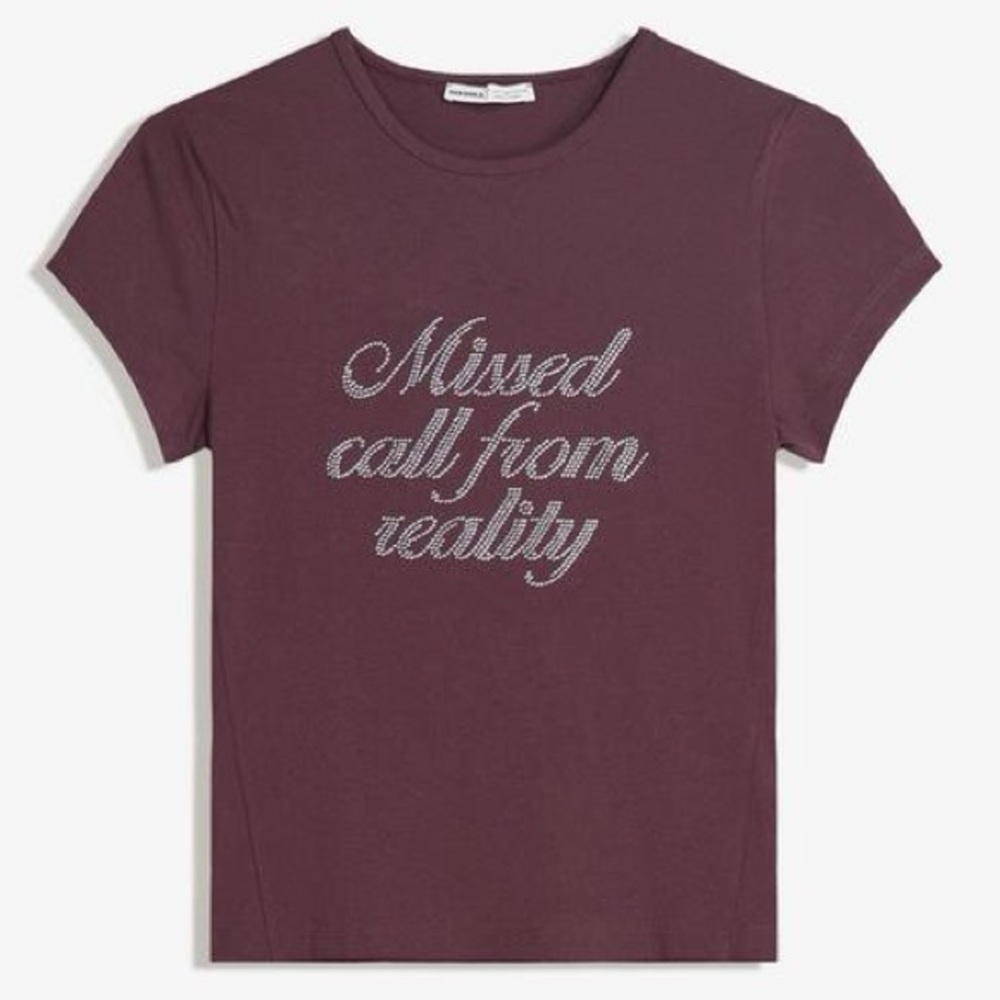 Bershka rhinestones tee shirt